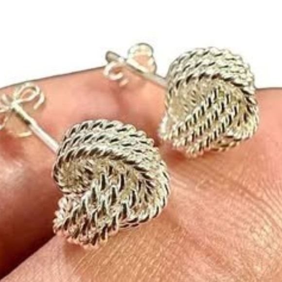 Stud Earrings for Women Sterling Silver 925, Knot Earrings Studs 10MM - Picture 5 of 9